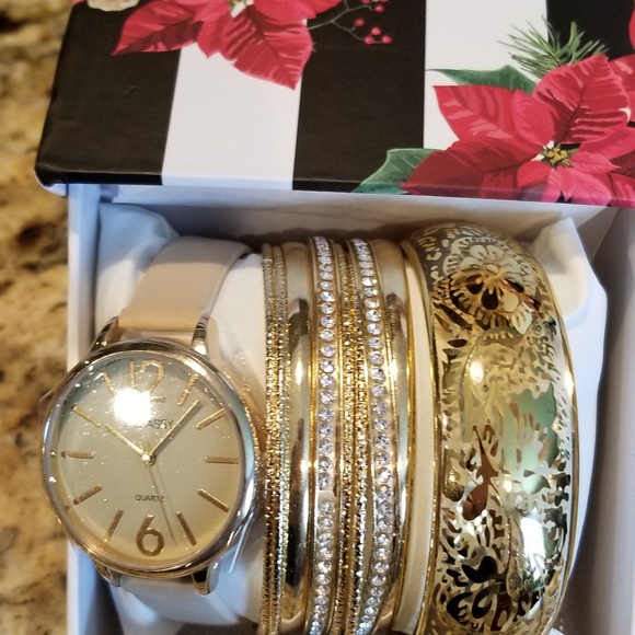 Embassy Accessories - Gold Watch and Bracelet Boxed Set